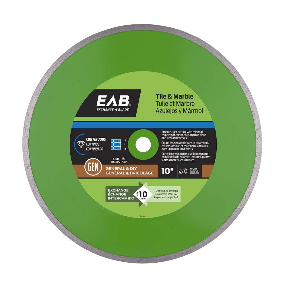 10&#34; Continuous Rim Ceramic Tile Green Diamond Blade