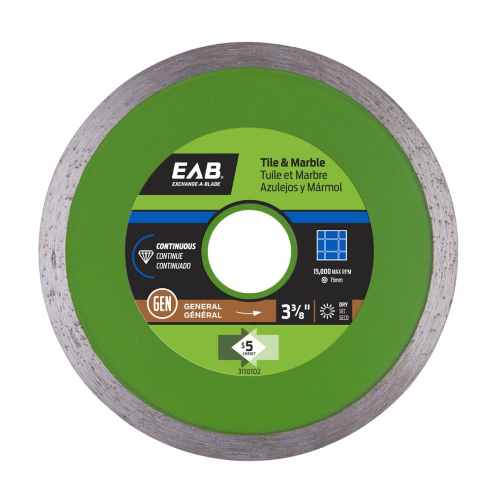 3 3/8&#34; Continuous Rim Ceramic Tile Green Diamond Blade