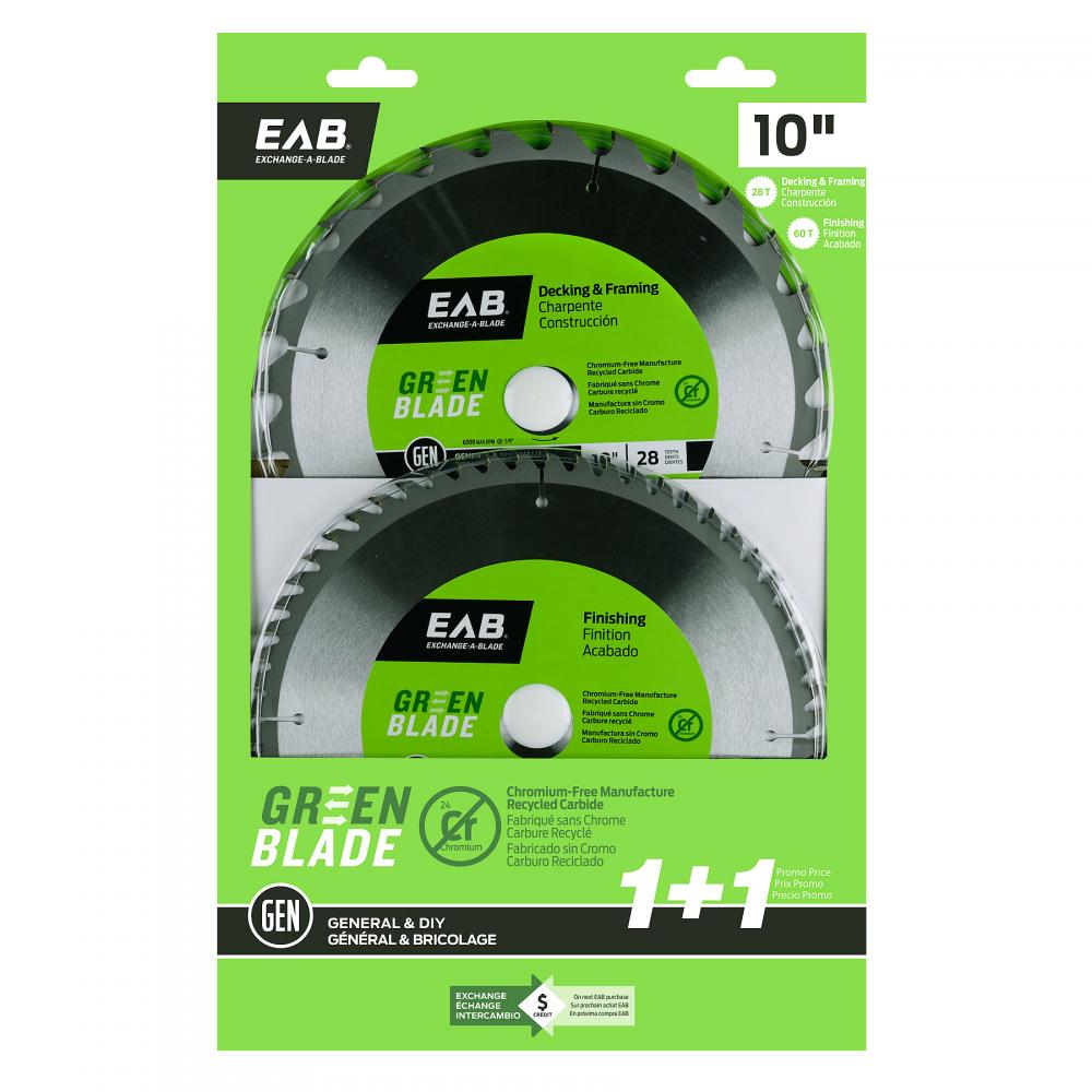 10&#34; x 28 & 60 Teeth Framing Combo (2 Pc Multipack) Saw Blade