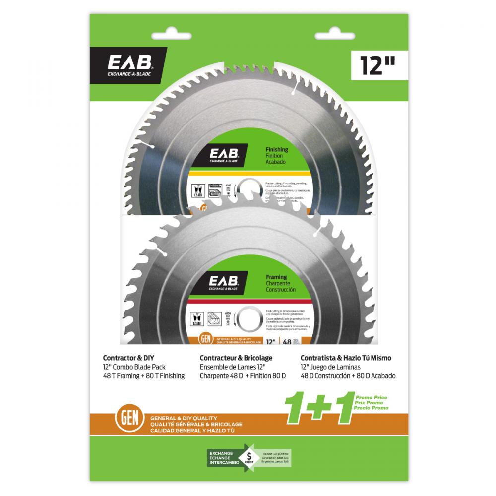 12&#34; x 48 & 80 Teeth Framing Combo (2 Pc Multipack) Saw Blade