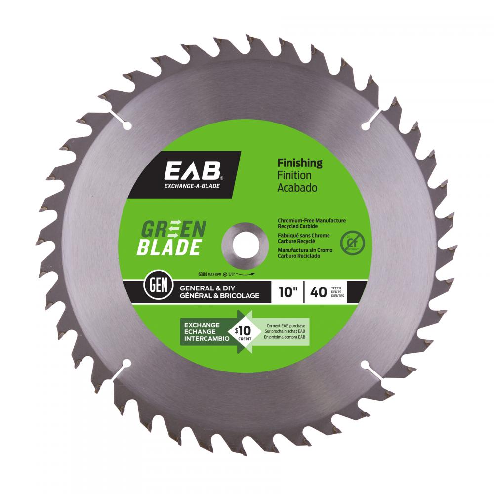 10&#34; x 40 Teeth Finishing Green Blade Saw Blade