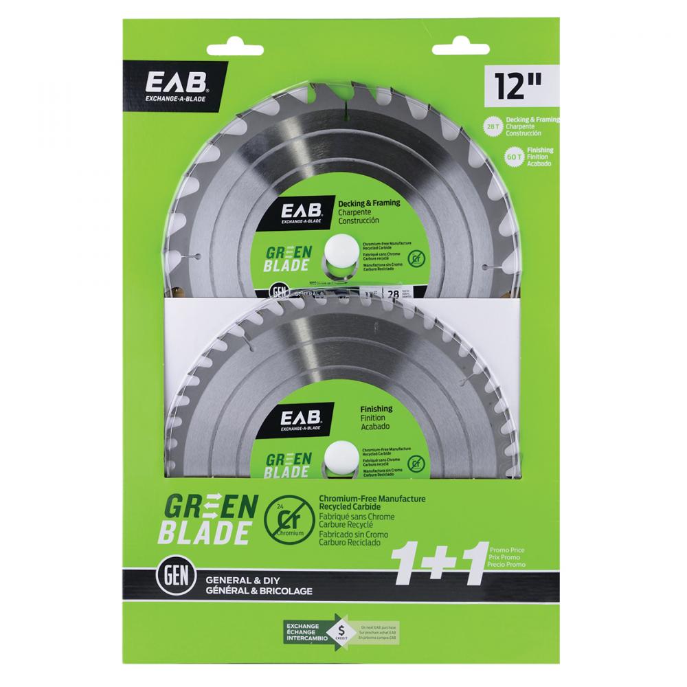 12&#34; x 28 & 48 Teeth Framing Combo (2 Pc Multipack) Saw Blade