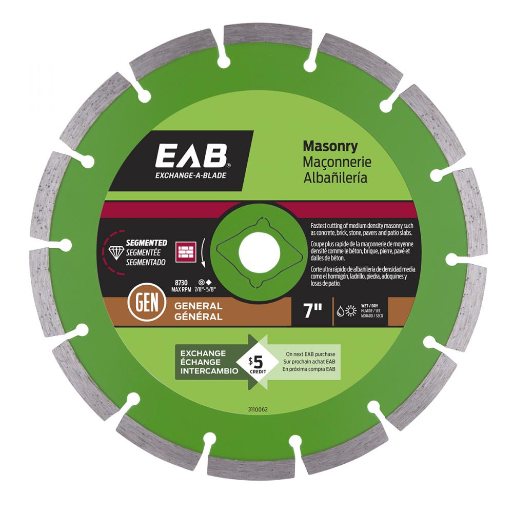 7&#34; Segmented Rim Concrete Green Diamond Blade