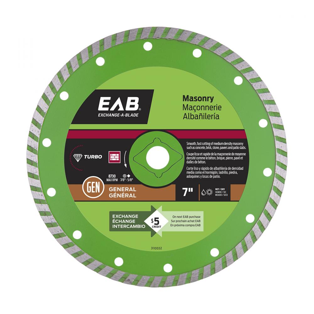 7&#34; Turbo Rim Concrete Green Diamond Blade