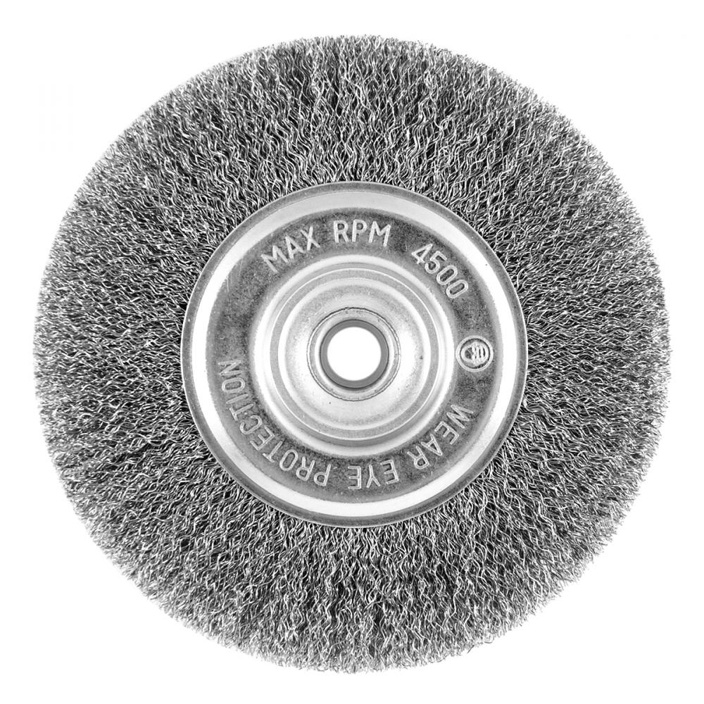 6&#34; x 5/8&#34; - 1/2&#34; Arbor Carbon Steel Crimped Coarse Cleaning & Polishing Wire Wheel