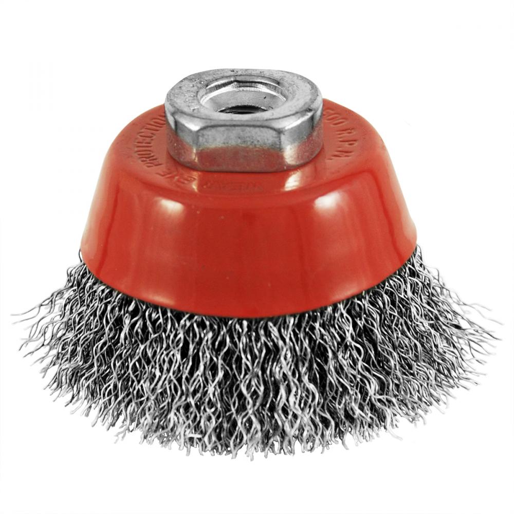 2 1/2&#34; x M10 x 1.25 Arbor Carbon Steel Crimped Cleaning & Polishing Wire Cup