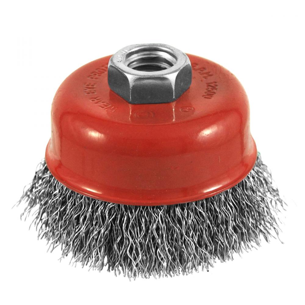 3&#34; x 5/8&#34;-11mm Threaded Arbor Carbon Steel Crimped  Wire Cup