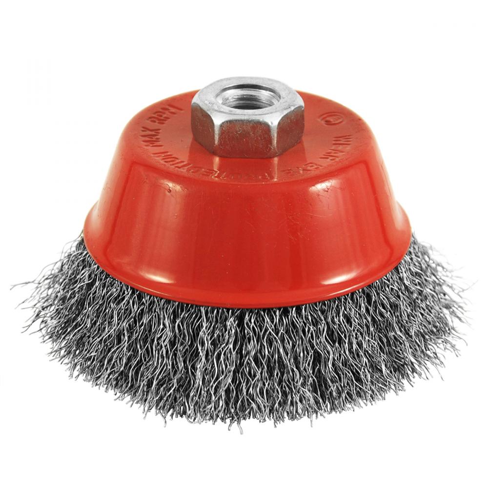 4&#34; x 5/8&#34;-11mm Threaded Arbor Carbon Steel Crimped  Wire Cup