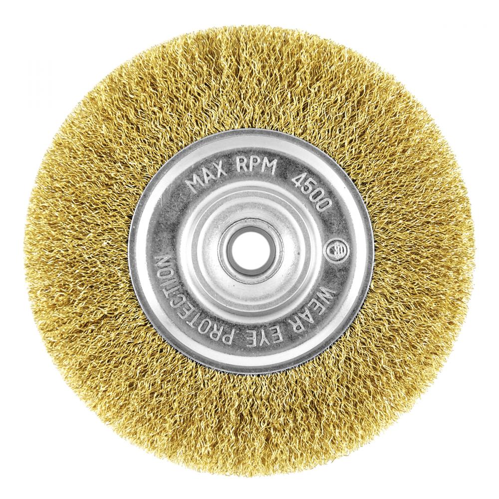 6&#34; x 5/8&#34; - 1/2&#34; Arbor Brass Crimped Coarse Cleaning & Polishing Wire Wheel