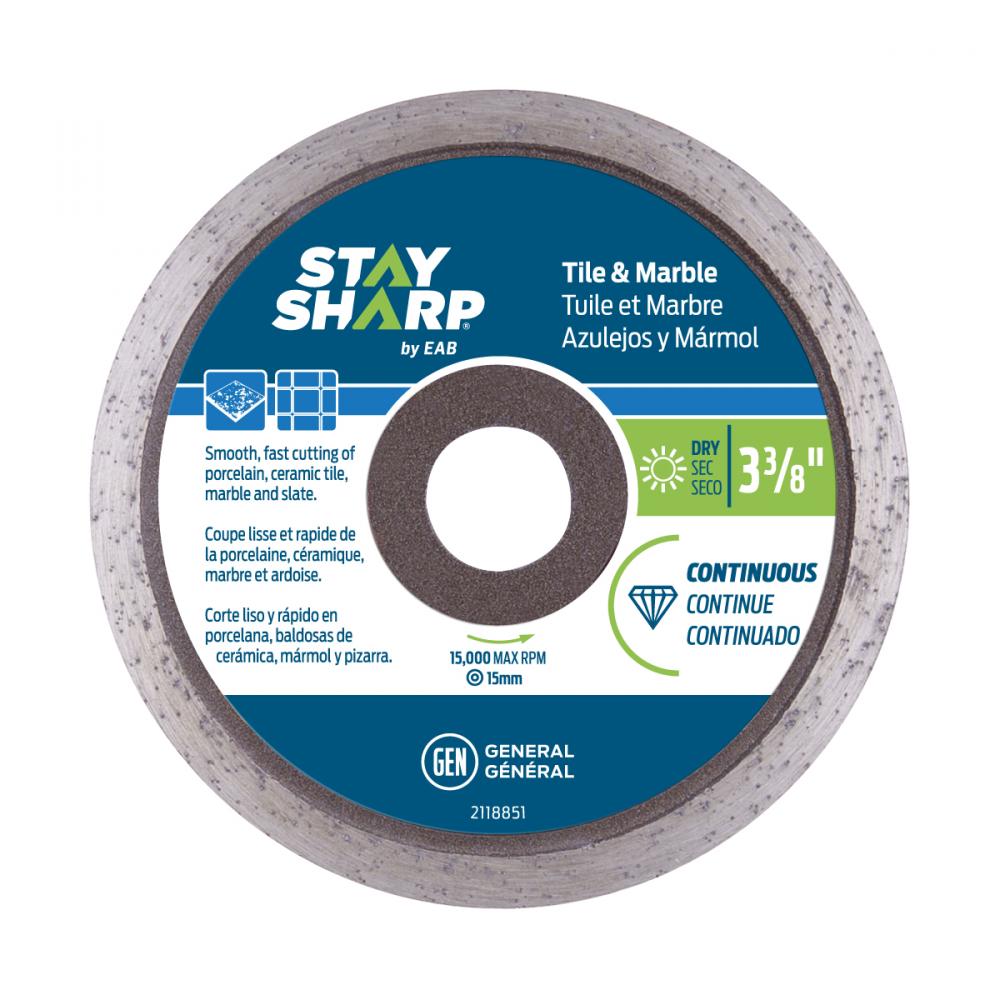 3 3/8&#34; Continuous Rim Ceramic Tile Bronze Diamond Blade