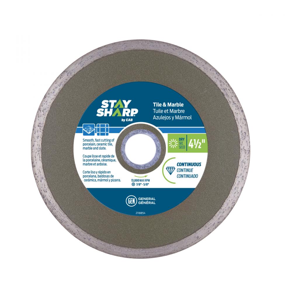 4 1/2&#34; Continuous Rim Ceramic Tile Bronze Diamond Blade