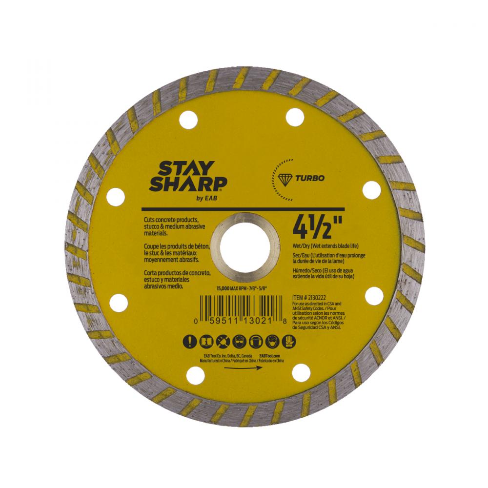 4 1/2&#34; Turbo Rim Concrete Yellow Diamond Blade